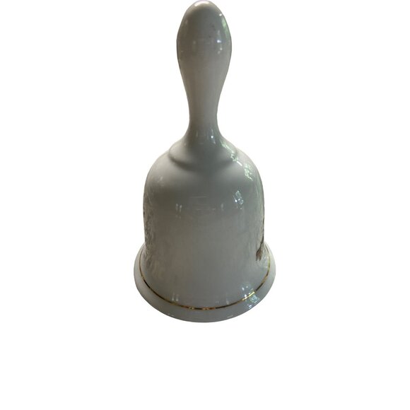 Vintage Christmas Porcelain Bell Holly Berry Gold Trim Holiday Decor Collectible - Picture 2 of 6